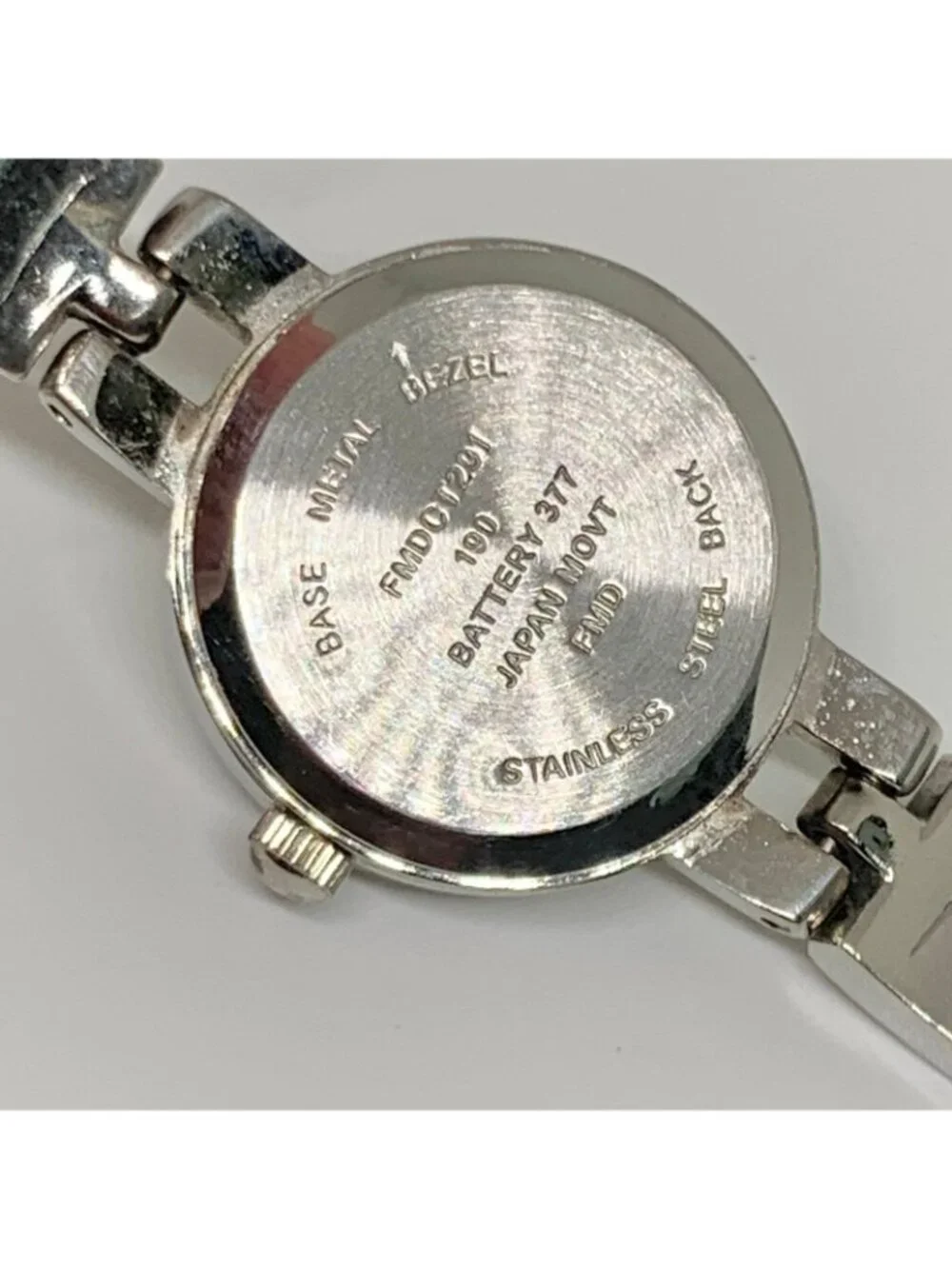 FMD silver tone women watch 22mm crystals quartz analog up to 7.5” running